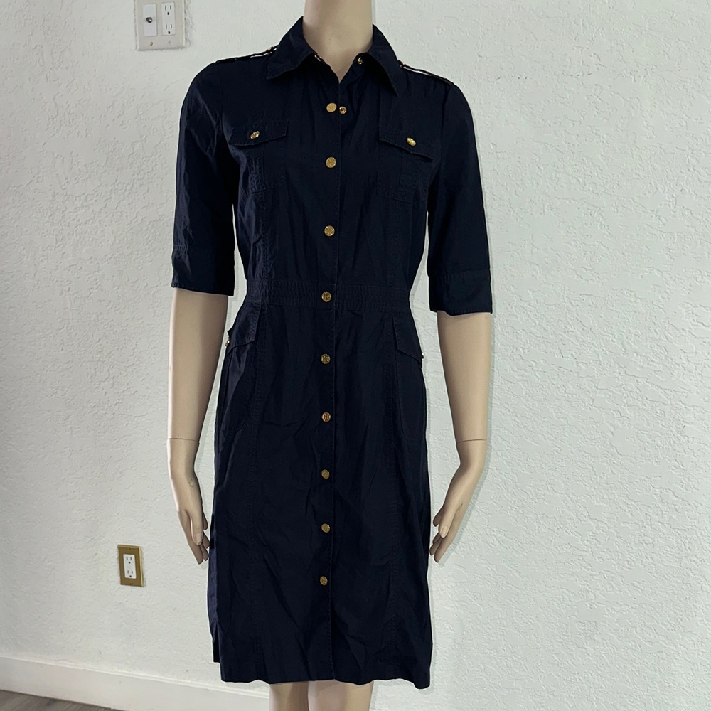 Tory Burch Navy Blue Button-Down Dress